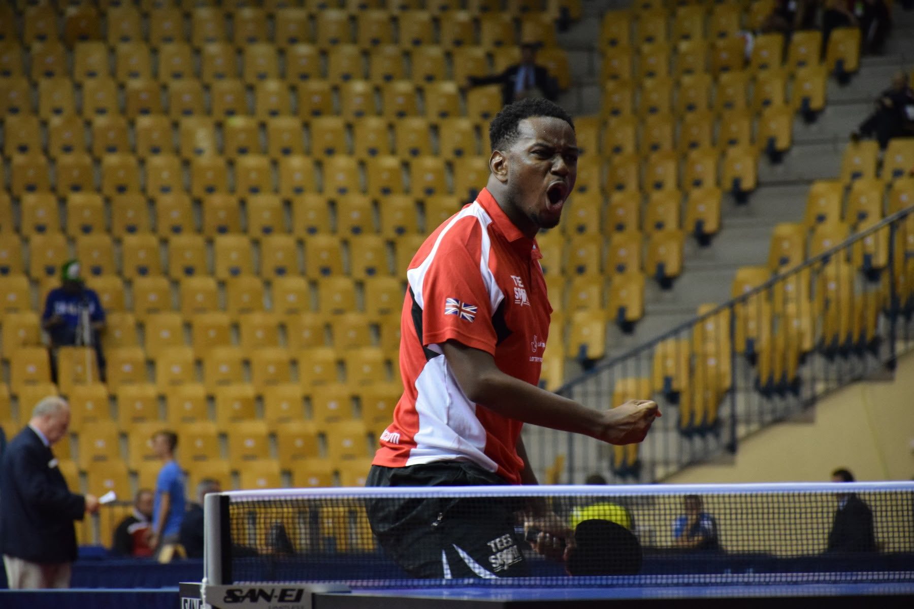 Ashley Facey celebrating a point for Great Britain