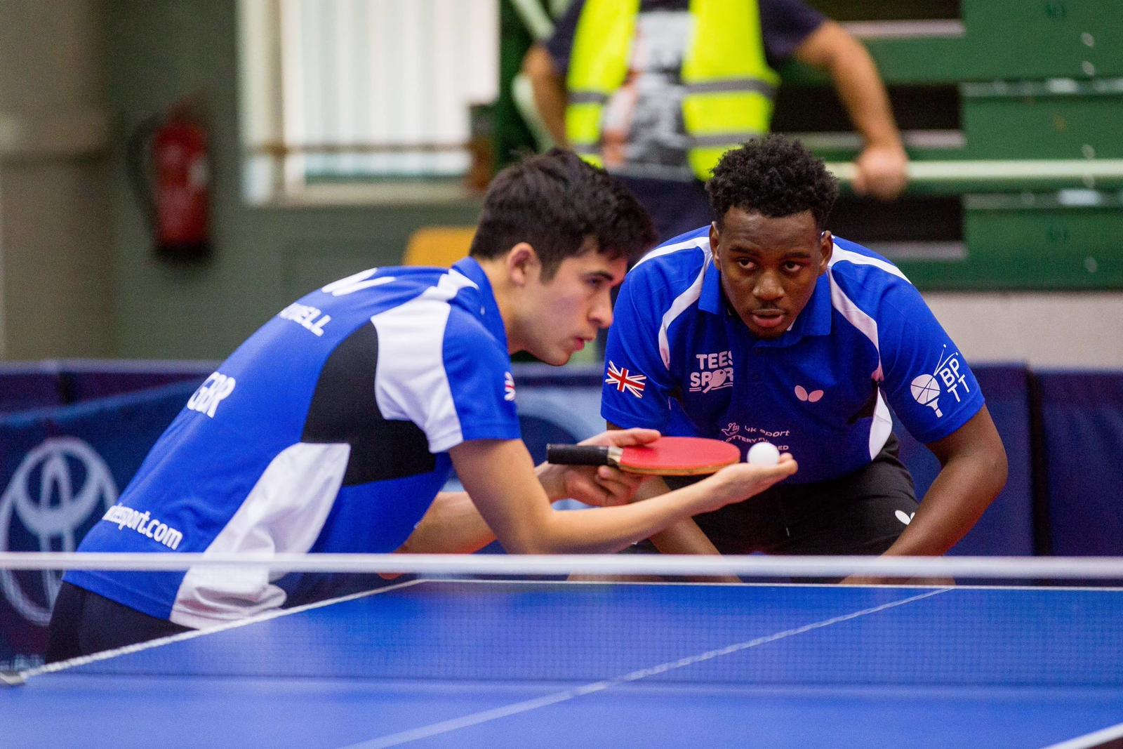 Ashley Facey and Kim Daybell after a doubles point for Great Britain